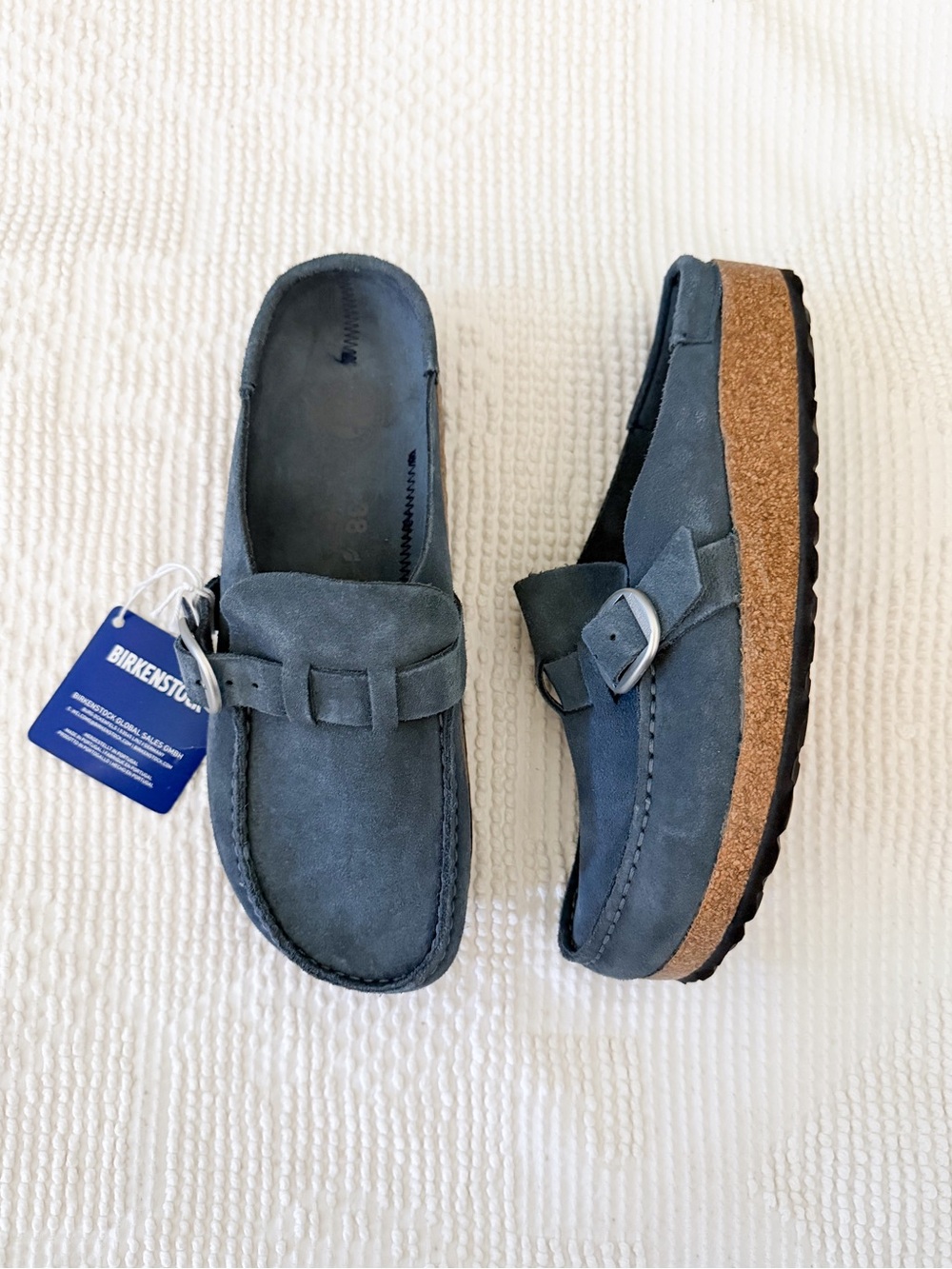 Birkenstock Buckley Clogs in Navy Suede Clogs Mules Blue NWT 38 Narrow